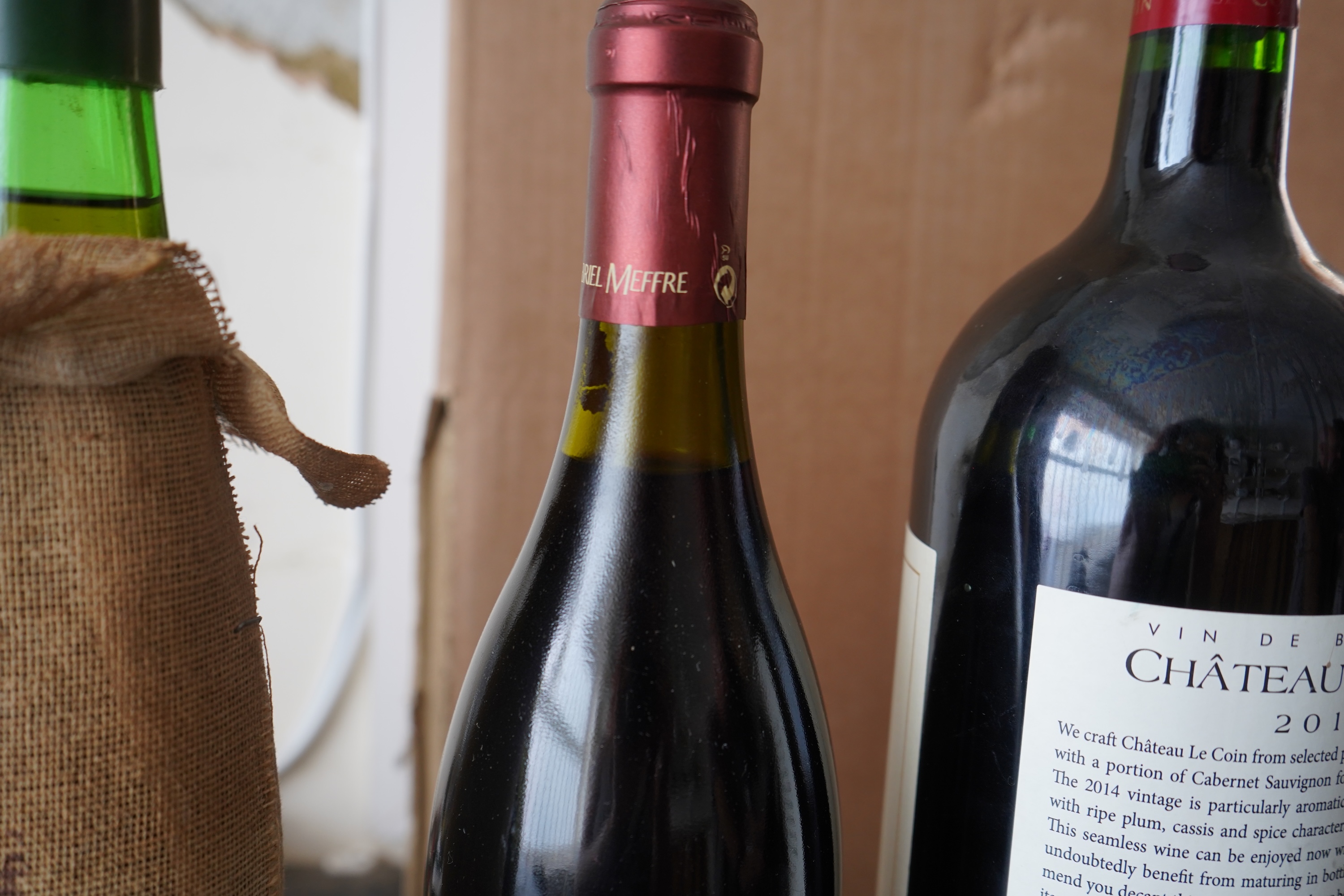 A Magnum of 2014 Chateau Le Coin Bordeaux, three bottles of 1998 Gerard Bertrand Cigalus and five others.